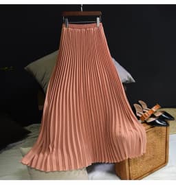 Vintage Pleated Midi Long Skirt For Women Korean Fashion Casual High Waist Chiffon Skirts Jupe Faldas 18 Color Spring Autumn