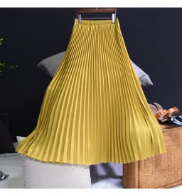 Vintage Pleated Midi Long Skirt For Women Korean Fashion Casual High Waist Chiffon Skirts Jupe Faldas 18 Color Spring Autumn