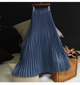 Vintage Pleated Midi Long Skirt For Women Korean Fashion Casual High Waist Chiffon Skirts Jupe Faldas 18 Color Spring Autumn