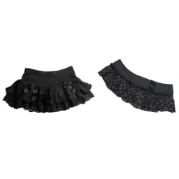 Black Skull Print Ruffle Mini Skirt Striped Waist Asymmetric Hem Gothic Punk Y2K Alternative Fashion Skirt for Women