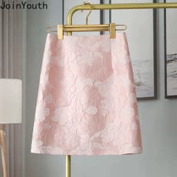 Jacquard Skirt for Women 2025 Faldas Mujer De Moda High Waist Tunic Pink Jupe Fashion Korean Saia Vintage Bodycon Mini Skirts
