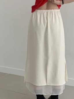 Korean Style Double Layered Belted Straight Cut Long Skirt for Women Spring New Elegant Slit Design Versatile Fashionable Skirt
