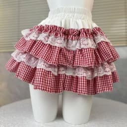 Black Lace Trim Layered Ruffle Mini Skirt Women Gothic Lolita Satin Bow Decor Elastic Waist A-line Short Skirt for Teens 2026