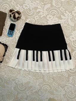 2000s Aesthetic Elegant Y2k Black White Piano Skirt Women Slim Design Harajuku Mini Skirt Female Retro Korean Popular Clothes