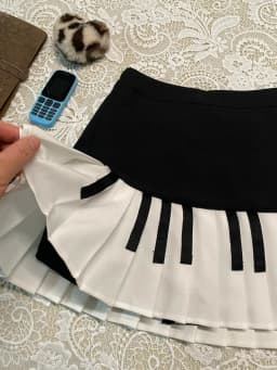 2000s Aesthetic Elegant Y2k Black White Piano Skirt Women Slim Design Harajuku Mini Skirt Female Retro Korean Popular Clothes
