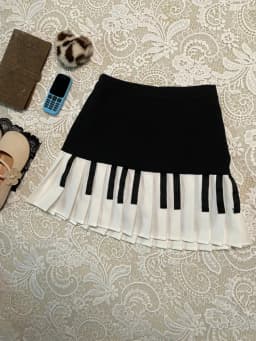 2000s Aesthetic Elegant Y2k Black White Piano Skirt Women Slim Design Harajuku Mini Skirt Female Retro Korean Popular Clothes
