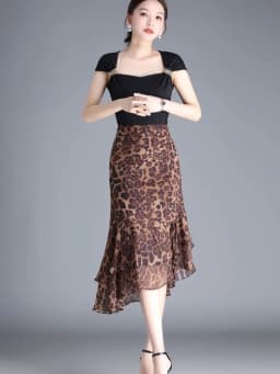 Female Skirts High Waist Leopard Print Chiffon Midi Women's Skirt Irregular A Line Stylish Casual Y2k Vintage Korean Fashion V