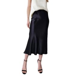 Lamuusaa Satin Skirt Women Summer Clothes Solid Color High Waist Bodycon Midi Skirts Elegant Evening Party Skirts Streetwear