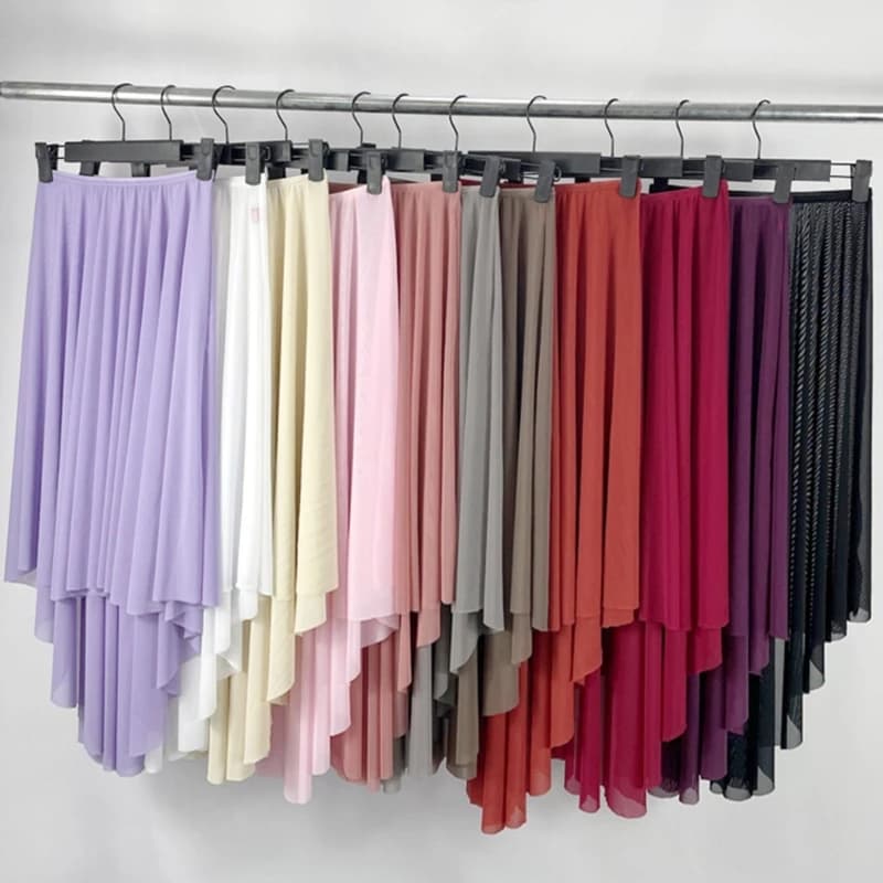 Women Pull on Elastic Waist Ballet Wrap Skirt Swing Asymmetrical Sheer Dance Skirts High Low Tulle Irregular Dancewear Women