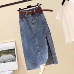 High waisted Denim Skirt Women Casual wear Spring/summer 2026 New Slim Split Buttocks wrapped A-line Skirts Female