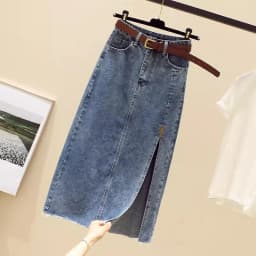 High waisted Denim Skirt Women Casual wear Spring/summer 2026 New Slim Split Buttocks wrapped A-line Skirts Female