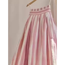 Retro High Waist A-Line Midi Skirt Women's Pink Striped Design Sensation Fashion Commute Sle Regular Thickness Summer...