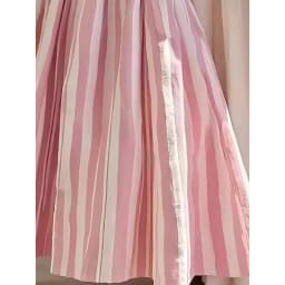 Retro High Waist A-Line Midi Skirt Women's Pink Striped Design Sensation Fashion Commute Sle Regular Thickness Summer...