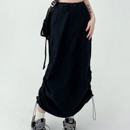 Y2K Women Retro Cargo Skirt American Pockets Bandage Slit Female High Waist Skirt Summer Streetwear All Match Ladies Mid Skirt