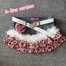 Y2K High Street Pink Panther Vintage Cowboy Splicing Short Skirts Fashion Leopard Pattern Millennium Abi Spicy Girl Half Skirts