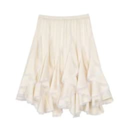 High Waist Asymmetrical Lace Trim Half Skirt for Women Spring Autumn Design Unique Splicing Slimming Versatile Skirt