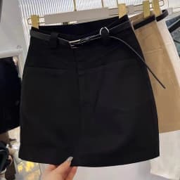 Khaki Workwear Denim A-Line Skirt Women's Summer New Large Size Anti-Light High Waist Bodycon Short Skirt