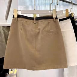 Khaki Workwear Denim A-Line Skirt Women's Summer New Large Size Anti-Light High Waist Bodycon Short Skirt