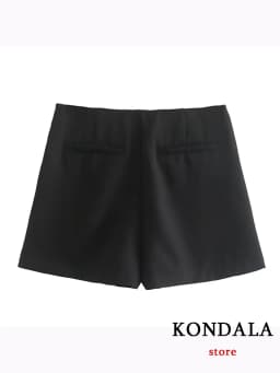 KONDALA Women Fashion 2025 Casual Mini Asymmetrical Skirts Shorts High Waist Back Pockets Wide Leg Skirts Zipper Female Shorts