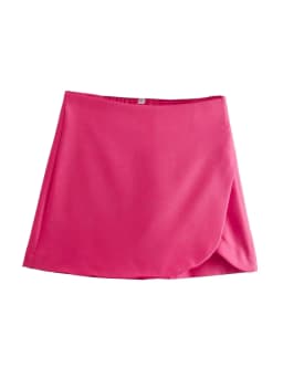 KONDALA Women Fashion 2025 Casual Mini Asymmetrical Skirts Shorts High Waist Back Pockets Wide Leg Skirts Zipper Female Shorts