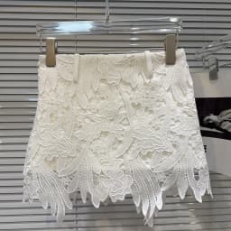 DEAT Fashion Hollow Out Lace Hook Flower Solid Color Short Skirts For Women 2026 Autumn New A-line Skirt Female 11A02183