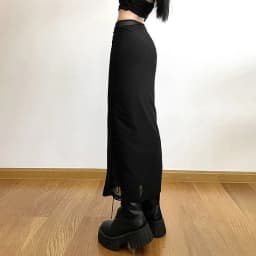 MEXZT Y2K Black Long Skirts Women Harajuku Sexy Mesh Patchwork Wrap Skirt Summer Gothic Korean High Waist Slim A Line Faldas New