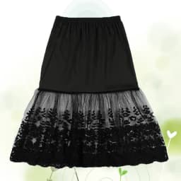 2024 Women Lady Lace Slip Casual Skirt Knee Length Natural Waist A-Line Floral Underskirt Petticoat Fashion New White Black