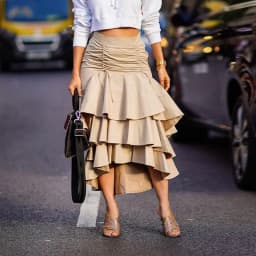 Street Fashion Skirt Woman Champagne Custom Made Mermaid Maxi Skirts with String Layered Long Skirts Women Zip Closure