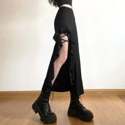 Nibber All-match Commuter Casual Young Girl Summer New Black Cross Simple Sexy Cool Breathable Soft Women's Knit Split Skirt
