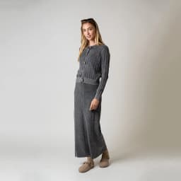 AP AW26 Women Washed Cable Cardigan and Knitting Skirt