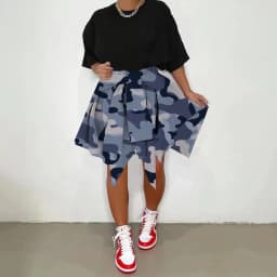 CM.YAYA Women Plaid Irregular High Waist Knee Length Skirts 2022 Summer Holiday Streetwear Sleeve Wrapped Lace Up Waist Skirt