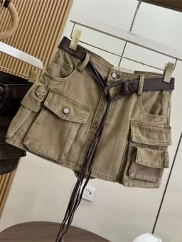 Women Brown Cargo Skirt 2000s Vintage Harajuku Gyaru High Waist Oversize Skirt Korean Style Y2k A-line Shorts Skirts Summe 2026