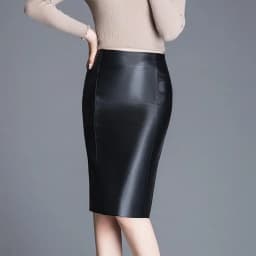 Women 2024 Autumn Winter Sheepskin Skirt Genuine Leather Midi Skirt Female High Waist Split Package Hip Skirt 4XL H167