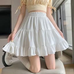 Summer New White Chiffon Skirt High Waist A-line Thin Ruffled Pleated Half-body Skirt Korean Fashion Streetwear Skirts for Women