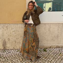 Women Vintage Paisley Print High Waist Maxi Skirt Elastic Waist Boho Retro Style Casual Streetwear Fashion Trendy New Arrival