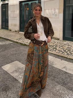 Women Vintage Paisley Print High Waist Maxi Skirt Elastic Waist Boho Retro Style Casual Streetwear Fashion Trendy New Arrival