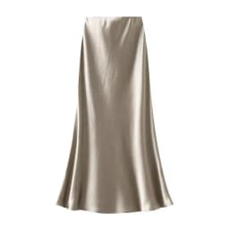 Women Summer Satin Long Skirt 2025 Trendy Elegant High Waist Solid Color Luxury Faldas