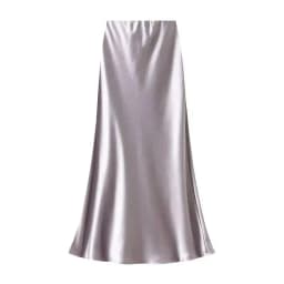Women Summer Satin Long Skirt 2025 Trendy Elegant High Waist Solid Color Luxury Faldas