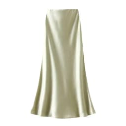 Women Summer Satin Long Skirt 2025 Trendy Elegant High Waist Solid Color Luxury Faldas