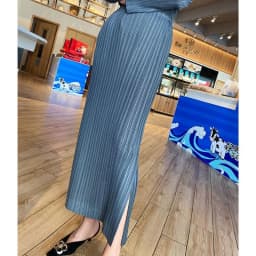 Elegant Pleated Midi Skirt High Waist Straight Cut Slimming Korean Style City Commute Polyester Fiber Wrap Skirt 003