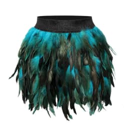 Womens Faux Feather Mini Skirt Elastic Mid Waist A-line Skirt Ladies Mardi Gras Outfit Festivals Carnival Dance Party Supplies