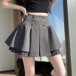 2026 New Gray Pleated Y2k Mini Skirt Women Summer Lace Patchwork Bow Fashion Skirt Lolita Style Striped Dot Print Cute Skirt