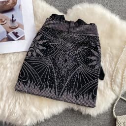 Women's High Waist Beading Skirt, Package Hips Skirts, Korean Style, A-line Slim Women's Clothing, Autumn Fashion, Dropshipping