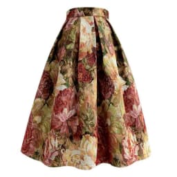 Women's Vintage Oil Painting Floral Skirt Korean Fashion High Waist Pockets Jacquard Thickened Skirts S-XXXL 2024 Spring K219