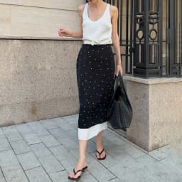 Talenza Women's Elegant Polka Dot Maxi Skirt Summer Print Contrast Slit Patchwork Casual Skirt Vintage High Waist Female Skirts