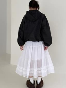 Summer New Pure Color High-End Gauze Skirt Half-length See-through Bordered Mushroom Lace Japanese Style Women's Inner Wear