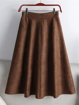 REALEFT New 2025 Autumn Winter Women Suede Midi Skirts High Waist Multi Color Elegant A-Line Skirts Umbrella Ladies Skirt Female