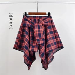Plaid Skirt Women Pleated Lace-up Tie Mini Skirt Y2k Streetwear Harajuku Vintage Irregular Sports Street Women Fart Curtain