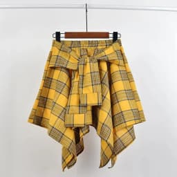 Plaid Skirt Women Pleated Lace-up Tie Mini Skirt Y2k Streetwear Harajuku Vintage Irregular Sports Street Women Fart Curtain