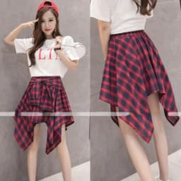 Plaid Skirt Women Pleated Lace-up Tie Mini Skirt Y2k Streetwear Harajuku Vintage Irregular Sports Street Women Fart Curtain